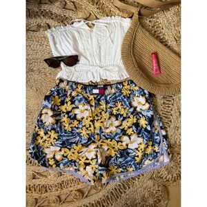 Tommy Hilfiger Tropical Hibiscus Floral Lounge Shorts Yellow Blue Large